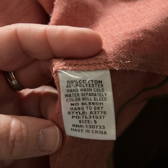 Umgee Off The Shoulder Terracotta Pink Floral Embroidered Bohemian Top. Size S - Picture 7 of 7